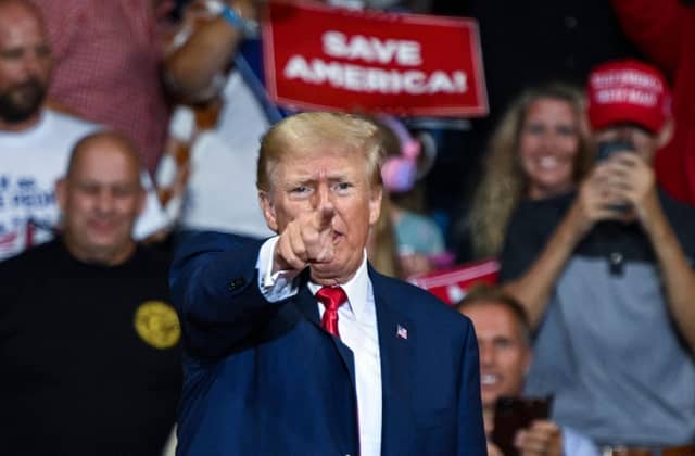 Former US president Donald Trump speaks during a campaign rally. Picture: Ed Jones/AFP via Getty Images
