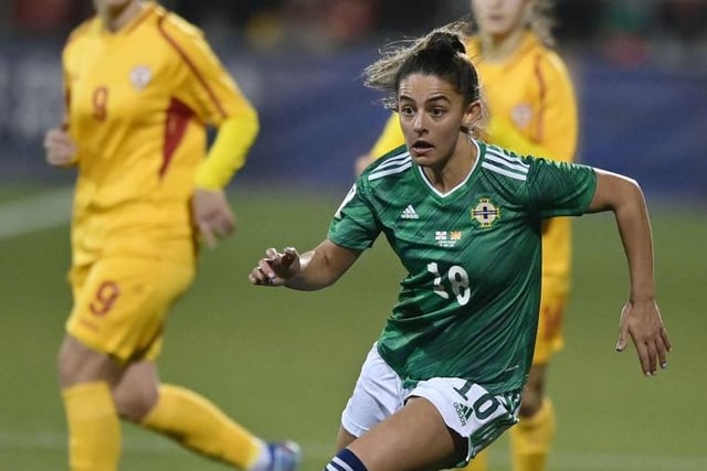 It's hard not to notice the emerging talent emanating from Northern Ireland as they enter their first major tournament. The first woman to score at Belfast's Windsor Park, Cliftonville midfielder McDaniel, 21, will be looking to shine on the big stage as Kenny Shiels' side look to make more history - and you wouldn't bet against her. She has had stints of Blackburn Rovers and Hearts, both of which were disrupted due to injury and Covid-19, so she will be looking to ensure the world sees her talents this July.