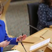 First Minister Nicola Sturgeon in the Scottish Parliament in Edinburgh to update MSPs on any changes to the Covid-19 restrictions in Scotland. Picture date: Tuesday March 16, 2021.