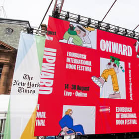 A big screen for broadcasting live events is one of the main features at the new home of the Edinburgh International Book Festival.