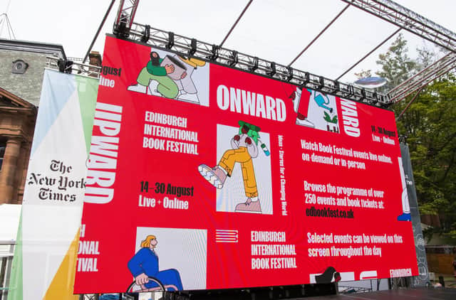 A big screen for broadcasting live events is one of the main features at the new home of the Edinburgh International Book Festival.