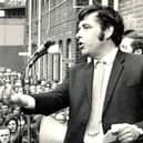 Jimmy Reid, UCS Shop Steward, at a Clydebank mass meeting on 1 October 1971 (Picture: Allan Milligan)