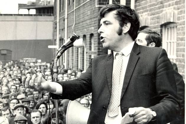 Jimmy Reid, UCS Shop Steward, at a Clydebank mass meeting on 1 October 1971 (Picture: Allan Milligan)