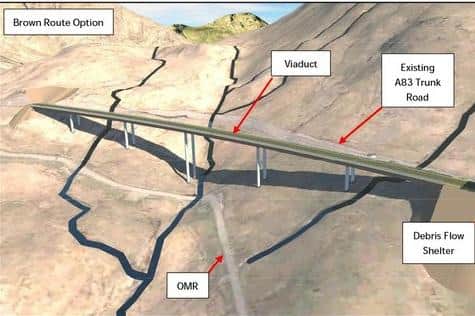 Five options for the new route include viaducts and tunnels through the glen. Picture: Transport Scotland