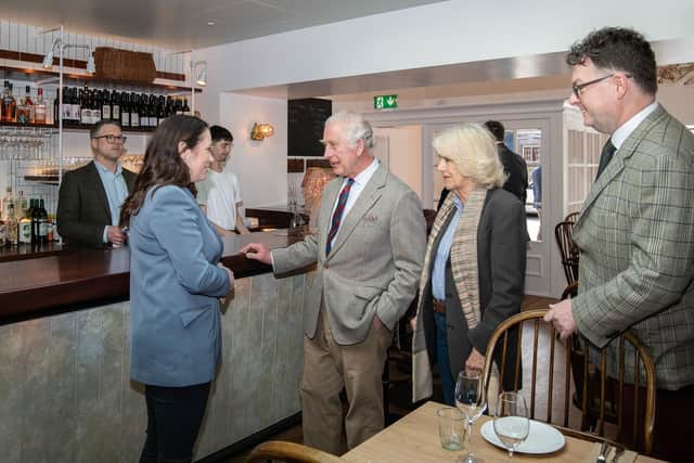 His Majesty King Charles and Queen Camilla were given a tour of the restaurant and fishmongers (Pic: Steve Rennie)