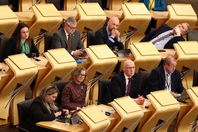 MSPs, including Kate Forbes and John Swinney, at the motion of no confidence in the Scottish Government vote on Wednesday (Picture: Jeff J Mitchell/Getty Images)