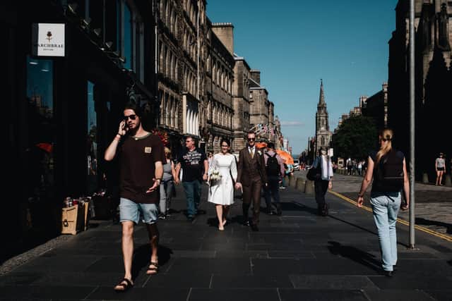 Another image of the married couple in Edinburgh last summer. Pic: Harper Scott Photo