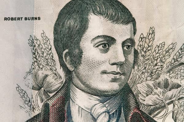 Robert Burns, as depicted on a Clydesdale Bank £10 note.