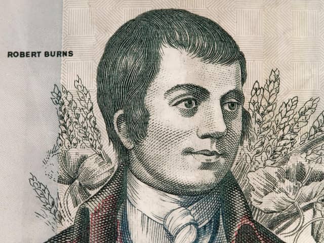 Robert Burns, as depicted on a Clydesdale Bank £10 note.