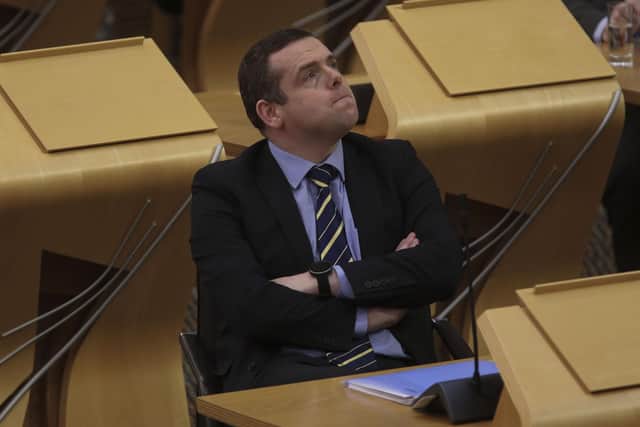Scottish Conservative Leader Douglas Ross during First Minster's Questions at the Scottish Parliament in Holyrood, Edinburgh.