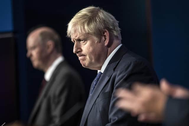 Prime Minister Boris Johnson attends a press conference in the Downing Street Briefing Room. Picture: Richard Pohle - WPA Pool/Getty Images