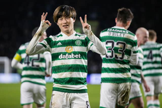 Celtic's Kyogo Furuhashi is among the frontrunners for the Player of the Year award. (Photo by Craig Williamson / SNS Group)