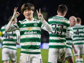 Celtic's Kyogo Furuhashi is among the frontrunners for the Player of the Year award. (Photo by Craig Williamson / SNS Group)
