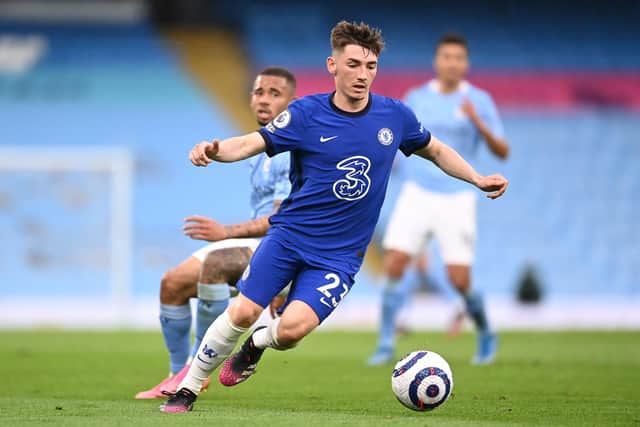 Billy Gilmour, pictured in action against Manchester City earlier this month, has impressed during his first team appearances for Chelsea. (Photo by Laurence Griffiths/Getty Images)