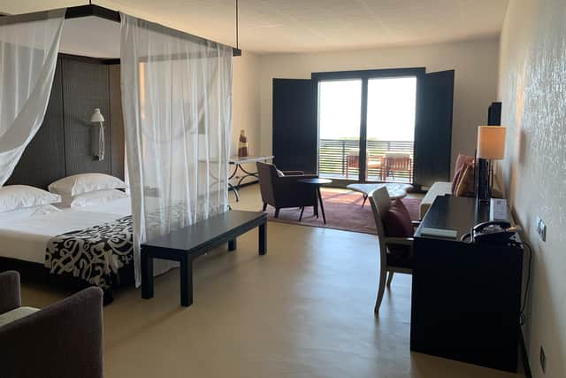 A Deluxe room at Verdura Resort, with balcony beach views. Pic: J Christie