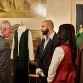 King Charles with modern artisans Adam Benbarek and Emily Dey. Picture: Charlie Urmston.