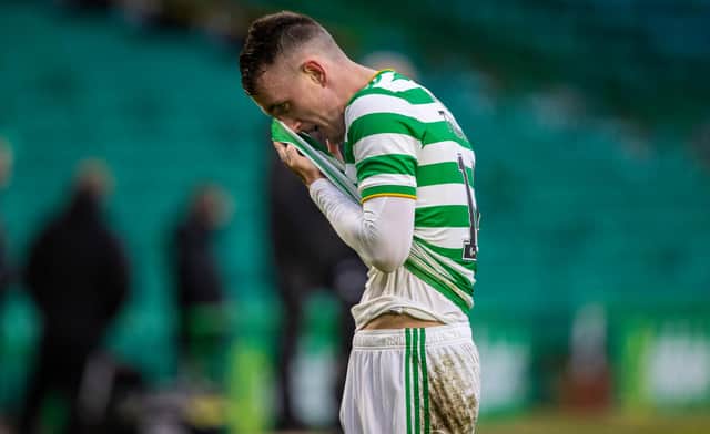 Celtic's David Turnbull is left dejected during the club's brutal 2-1 loss at home to St Mirren. (Photo by Craig Williamson / SNS Group)
