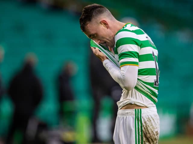 Celtic's David Turnbull is left dejected during the club's brutal 2-1 loss at home to St Mirren. (Photo by Craig Williamson / SNS Group)