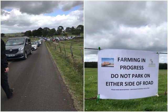 Vehicles have been pictured lining the main road near Tinto Hill for weeks as the beauty spot draws hundreds of visitors each day