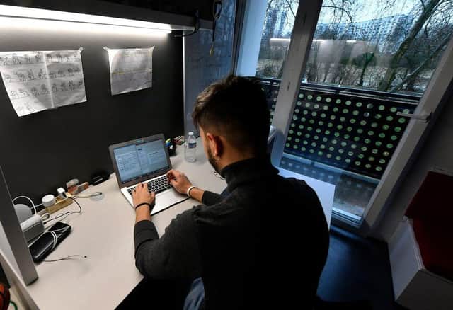Some students from Ukraine are continuing their studies online.