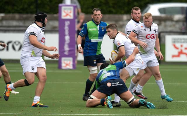 Southern Knights, with Jason Baggott prominent, defeat Boroughmuir Bears at the Greenyards last weekend. Picture: Ross MacDonald/SNS