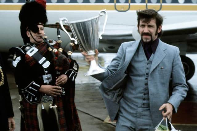 Rangers' long European history enjoyed its highest point in 1972 - captain John Greig is pictured on his return to Glasgow after the Cup Winners' Cup triumph in Barcelona. (Photo by SNS Group).