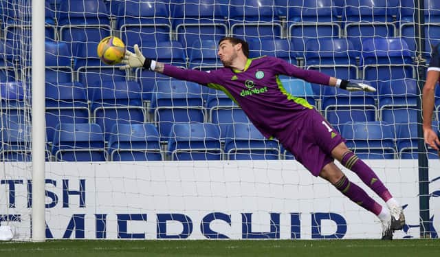 Celtic's £4.5m summer signing Vasilis Barkas needs to do more to establish himself as the club's first choice after losing his place to Scott Bain according to his manager Neil Lennon (Photo by Craig Williamson / SNS Group)