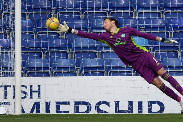 Celtic's £4.5m summer signing Vasilis Barkas needs to do more to establish himself as the club's first choice after losing his place to Scott Bain according to his manager Neil Lennon (Photo by Craig Williamson / SNS Group)