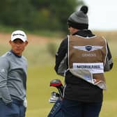 Collin Morikawa looks on during a practice round prior to the Genesis Scottish Open at The Renaissance Club. Picture: Kevin C. Cox/Getty Images.