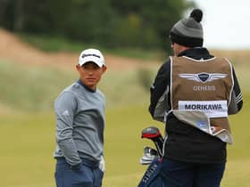 Collin Morikawa looks on during a practice round prior to the Genesis Scottish Open at The Renaissance Club. Picture: Kevin C. Cox/Getty Images.