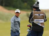 Collin Morikawa looks on during a practice round prior to the Genesis Scottish Open at The Renaissance Club. Picture: Kevin C. Cox/Getty Images.