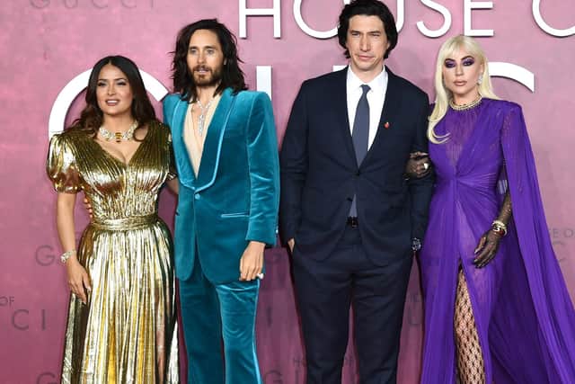 Salma Hayek, Jared Leto, Adam Driver and Lady Gaga attend the UK Premiere Of "House of Gucci" at Odeon Luxe Leicester Square on November 09, 2021 in London, England. (Image credit: Gareth Cattermole/Getty Images for Metro-Goldwyn-Mayer Studios and Universal Pictures )