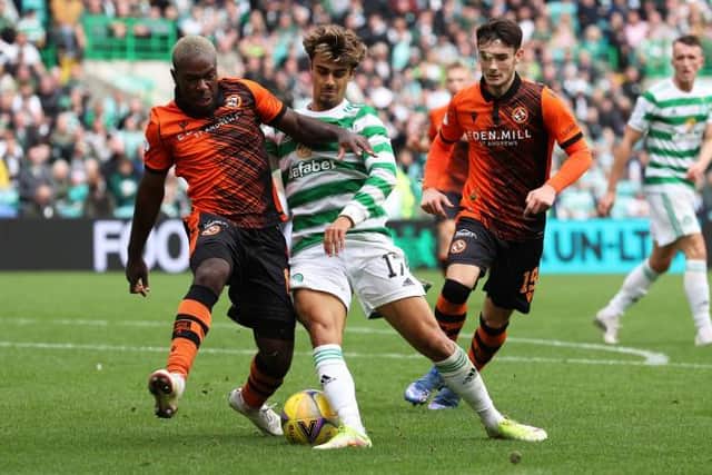 Celtic's Jota and Jeando Fuchs in action. (Photo by Craig Williamson / SNS Group)