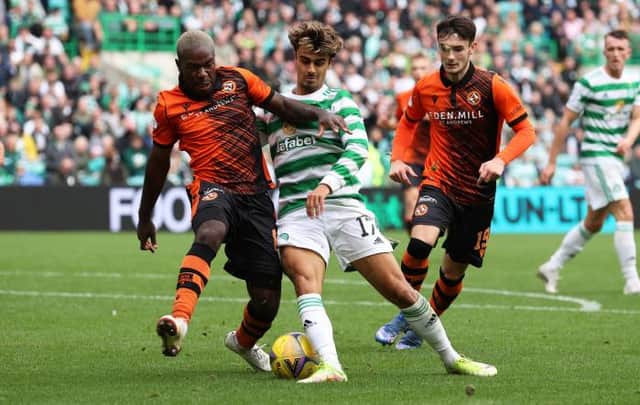Celtic's Jota and Jeando Fuchs in action. (Photo by Craig Williamson / SNS Group)