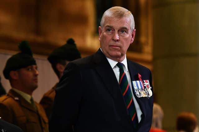 Prince Andrew, Duke of York during the centenary Armistice Day service. Picture: Colm Lenaghan/ Pacemaker/PA
