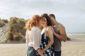 Eleanor Tomlinson, Jessica De Gouw and Sam Heughan in The Couple Next Door.