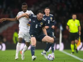John Souttar holds off Armenia's Wbeymar during a Nations League match in June - the Rangers defender hasn't featured for Scotland for a year (Photo by Ross Parker / SNS Group)