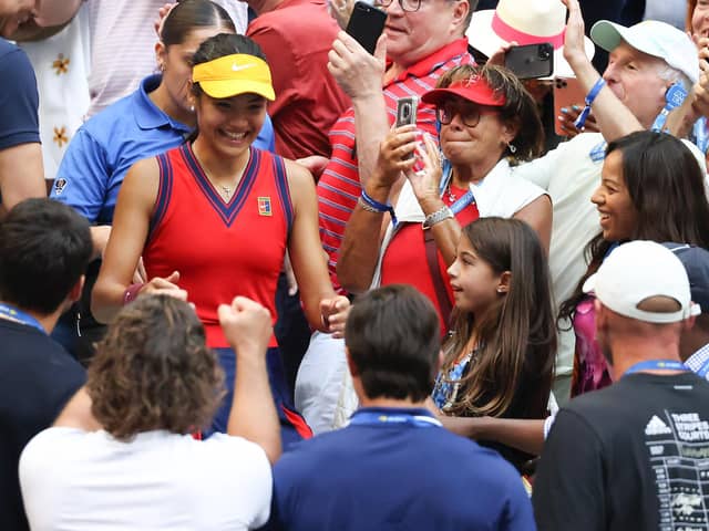 Emma Raducanu celebrates with her coaches after winning the US Open, but their working relationship is over.