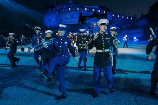 The United States Sea Service Band appearing in the Royal Edinburgh Military Tattoo this year. Picture: Jane Barlow/PA Wire