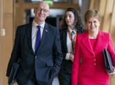 First Minister Nicola Sturgeon and Deputy First Minister John Swinney arrive for First Minster's Questions last Thursday