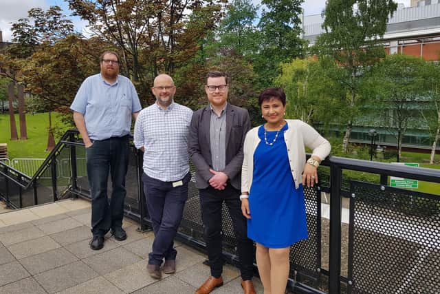 From left: the firm's four co-founders CTO Professor Damion Corrigan; CSO Professor Paul Hoskisson, CEO Dr Stuart Hannah, and chair Dr Poonam Malik. Picture: contributed.