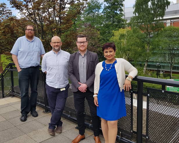 From left: the firm's four co-founders CTO Professor Damion Corrigan; CSO Professor Paul Hoskisson, CEO Dr Stuart Hannah, and chair Dr Poonam Malik. Picture: contributed.