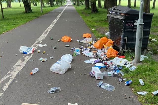 Author Ian Rankin took shocking pictures of litter in The Meadows in Edinburgh.