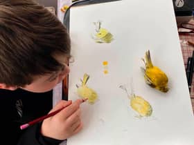 Previous competition winner Matteo pictured drawing in Mel Shand’s studio.