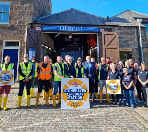 Volunteers from Stonehaven RNLI outside the boat shed. (Pic: RNLI)