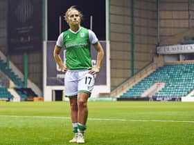 Hibs defender Joelle Murray has played at Easter Road before but never infront of a crowd as big as the one expected for the derby match against Hearts. Photo by Ross MacDonald / SNS Group