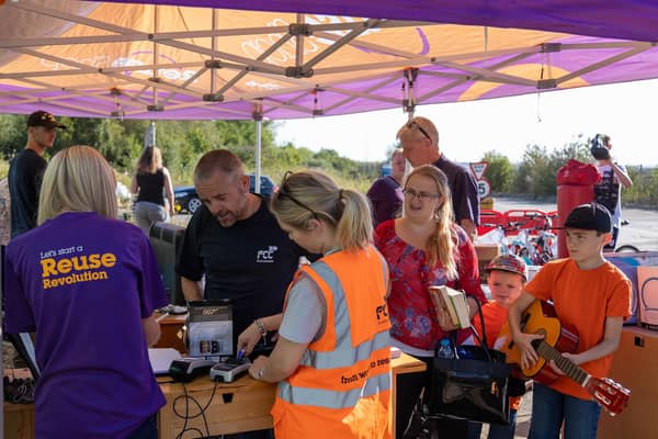The FCC Environment team man a pop-up shop at the firm's Dix Pit recycling centre in Oxfordshire, offering residents a novel way to pick up a pre-loved bargain while helping avoid waste. Picture: SWNS