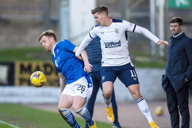 St Johnstone's Liam Craig (left) and Cedric Itten in action during a Scottish Premiership match between St Johnstone and Rangers at McDiarmid Park, on April 21, 2021, in Perth, Scotland. (Photo by Rob Casey / SNS Group)