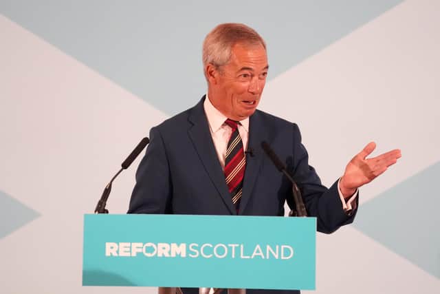 Reform UK party leader Nigel Farage speaks during a press conference. PIC: Andrew Milligan/PA Wire