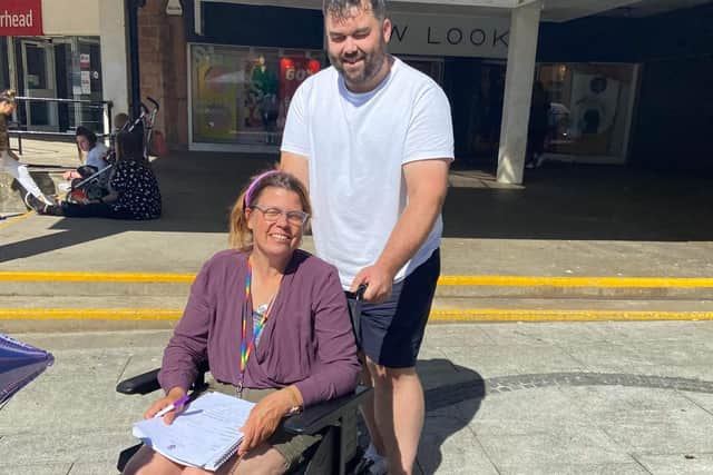 Josh Mennie and Anouk Kloppert trying out some of the aids